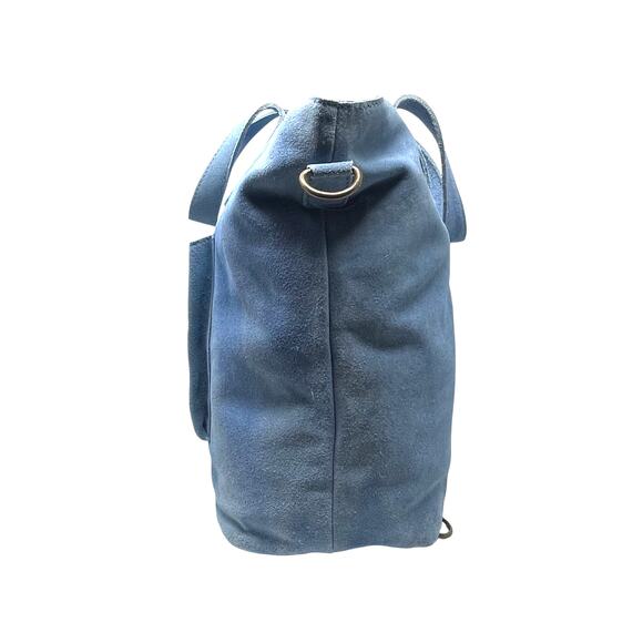 Free People Cambridge Convertible Backpack - Blue Suede Tote Bag  - Crossbody - Picture 5 of 11